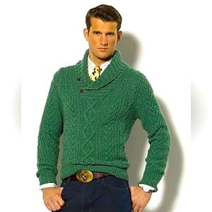 Ralph Lauren Purple Label Hand-Knit Shawl Collar Sweater